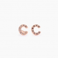 Love Letter C Argyle intense pink champagne diamond stud earrings