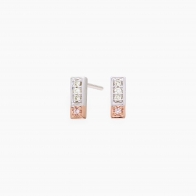 Manila Argyle light pink champagne and white diamond bar earrings