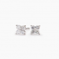 Flora white diamond flower stud earrings
