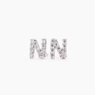 Love Letter N initial white diamond stud earrings