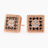 Kazimir black and white diamond square stud earrings
