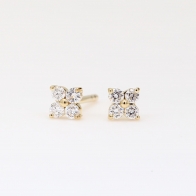 Flora white diamond flower stud earrings