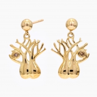 Twin Boab Champagne Diamond Stud Earrings