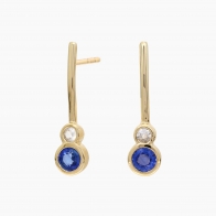 Cobalt Ceylon blue and white sapphire gemstone earrings