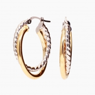 Lottie double tone twisted hoop earring