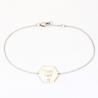 I Can affirmation white diamond medallion bracelet