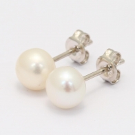 Charisma white fresh water pearl stud earrings