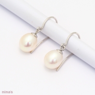 Lex white pearl drop hook earrings