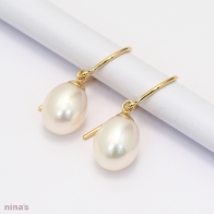 Lex white freshwater pearl drop hook earrings