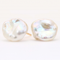 Clara White Baroque Fresh Water Pearl Stud Earrings