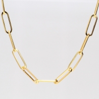 Influence 50cm 9 karat yellow gold paperclip chain necklace