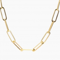 Influence 50cm 9 karat yellow gold paperclip chain necklace