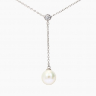 NXT Aquata white fresh water pearl and white diamond lariat drop necklace