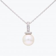 NXT Bonaire white fresh water pearl and white diamond necklace