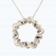 Lei white diamond circle swirl necklace