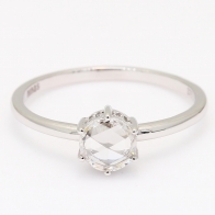 Prairie round rose cut white diamond ring
