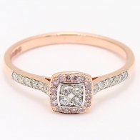 Valentine Argyle Pink and White Diamond Square Halo Dress Ring