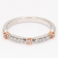 Ternary Argyle pink and white diamond wedding ring