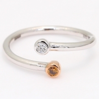 Paquin orange and white diamond open stackable ring