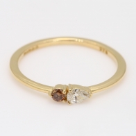 Calerry champagne and white diamond pear-cut stackable ring
