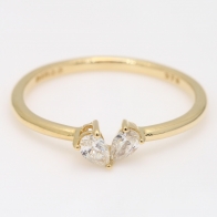 Petaline pear-cut white diamond heart stackable ring