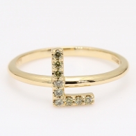 L Love Letter fancy green diamond ring
