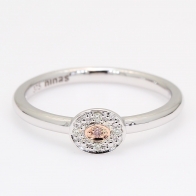 Isla Argyle light pink champagne and white diamond halo ring