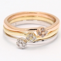 Heron champagne diamond three-ring stack