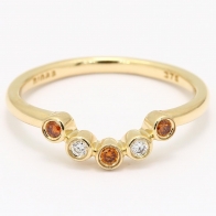 Diadem orange and white diamond crown stackable ring