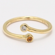 Paquin orange and white diamond open stackable ring