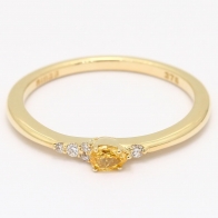 Meteora pear cut yellow and white diamond stackable ring