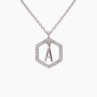 Insignia A white diamond white gold initial necklace