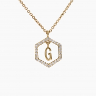 Insignia G white diamond yellow gold initial necklace