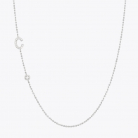 Lexicon C white diamond white gold initial necklace