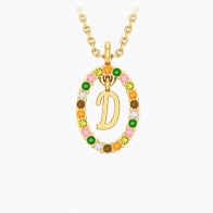 Autograph D rainbow coloured diamond Signature necklace