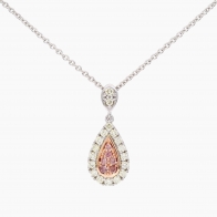 Indira Argyle pink and white diamond drop pendant