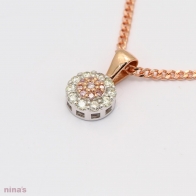 Geranium Argyle pink diamond halo pendant