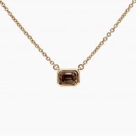 Emerald lumiere emerald cut champagne diamond necklace