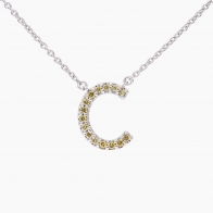 Love Letter C fancy yellow diamond necklace