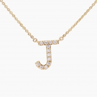 Love Letter J fancy white diamond necklace