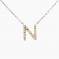Love Letter N fancy apricot diamond necklace