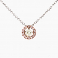 Saffron Argyle light pink champagne diamond halo pendant