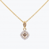 Regan Champagne and White Diamond Halo Pendant