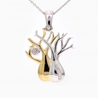 Twin Boab champagne and white diamond two tone necklace