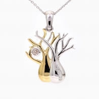 Twin Boab Champagne and White Diamond Two Tone Pendant