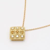Xanthi orange and white diamond square necklace