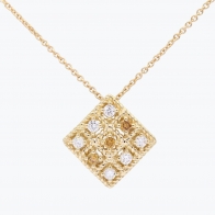 Xanthi orange and white diamond square necklace