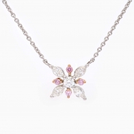 Polaris Argyle pink and white marquise cut diamond necklace