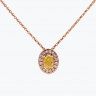 Heidi oval-cut and round-cut yellow and Argyle pink diamond halo necklace