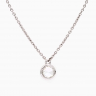 Albertine round rose cut white diamond bezel set necklace